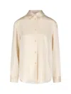 Khaite Panna Silk Shirt With Classic Collar And Curved Hem In Neutrals