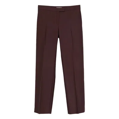 Khaite Virgin Wool-silk Callen Straight Trousers In Brown