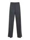 Khaite Tailored Straight-leg Trousers In Soft Wool-cashmere Blend In Blue