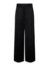 Khaite Mid-rise Relaxed-leg Black Viscose Wool Sat In Black