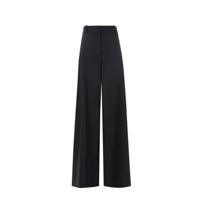 Khaite Virgin Wool Striped Trousers In Black