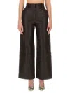 Khaite Wide Leg Cargo Trousers With Multiple Pockets In Brown