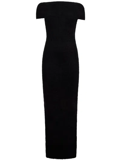 Khaite Basile High-neck Cap-sleeve Maxi Dress In Black