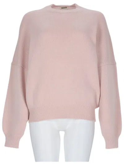 Khaite Pastel Pink Cashmere Sweater With Ballooned Sleeves In Gray