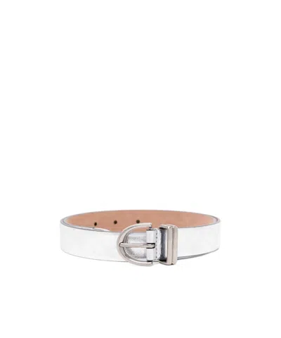 Khaite Patent-finish Leather Belt In White