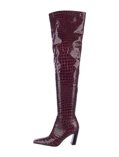 Pre-owned Khaite Patent Leather Animal Print Boots In Purple
