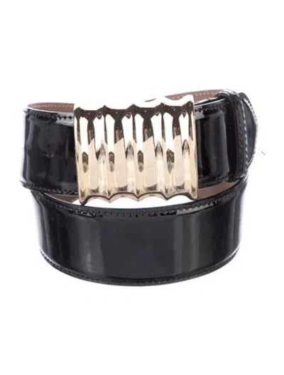Pre-owned Khaite Patent Leather Belt In Black