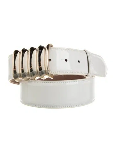 Pre-owned Khaite Patent Leather Belt In White