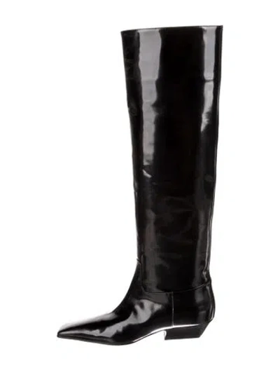 Pre-owned Khaite Patent Leather Boots In Black