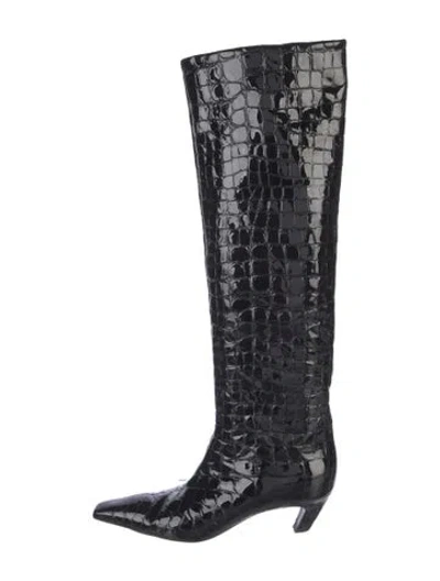 Pre-owned Khaite Patent Leather Boots In Black