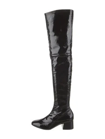 Pre-owned Khaite Patent Leather Boots In Black
