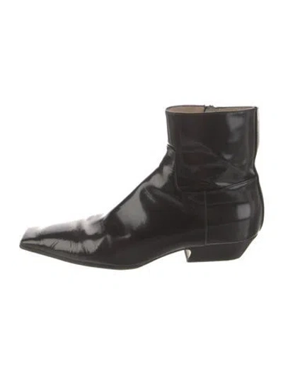 Pre-owned Khaite Patent Leather Boots In Black