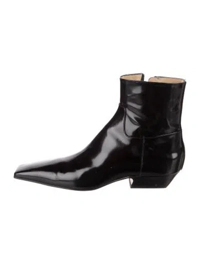 Pre-owned Khaite Patent Leather Boots In Black