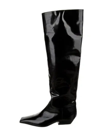 Pre-owned Khaite Patent Leather Boots In Black