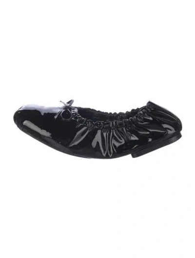 Pre-owned Khaite Patent Leather Bow Accents Ballet Flats In Black
