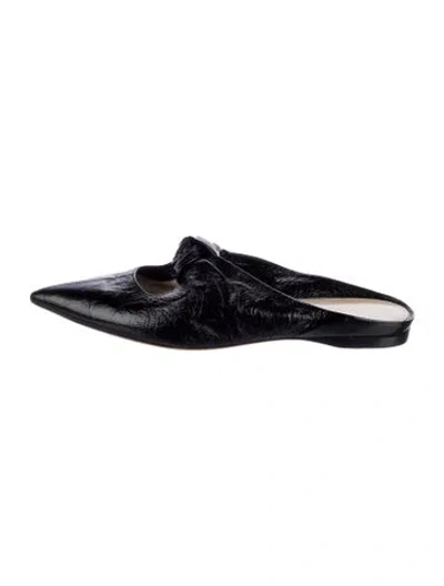 Pre-owned Khaite Patent Leather Bow Accents Mules In Black