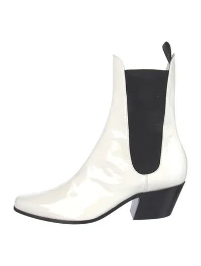 Pre-owned Khaite Patent Leather Chelsea Boots In Black/white
