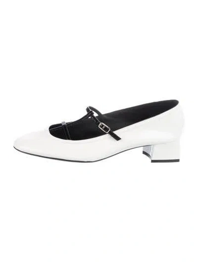 Pre-owned Khaite Patent Leather Colorblock Pattern Slingback Pumps In White