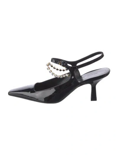 Pre-owned Khaite Patent Leather Crystal Embellishments Slingback Pumps In Black