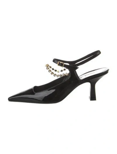 Pre-owned Khaite Patent Leather Crystal Embellishments Slingback Pumps In Black