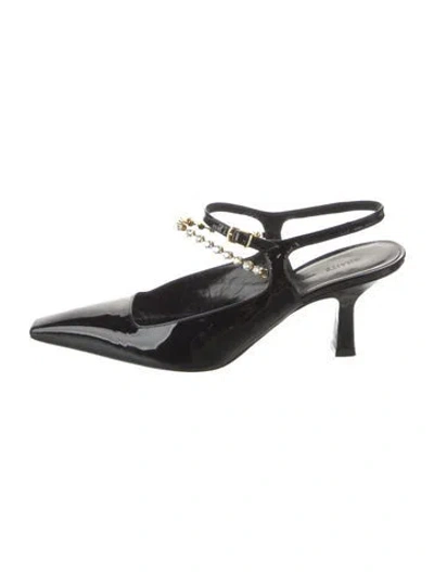 Pre-owned Khaite Patent Leather Crystal Embellishments Slingback Pumps In Black