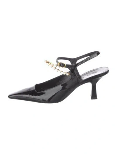 Pre-owned Khaite Patent Leather Crystal Embellishments Slingback Pumps In Black