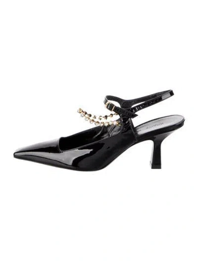 Pre-owned Khaite Patent Leather Crystal Embellishments Slingback Pumps In Black