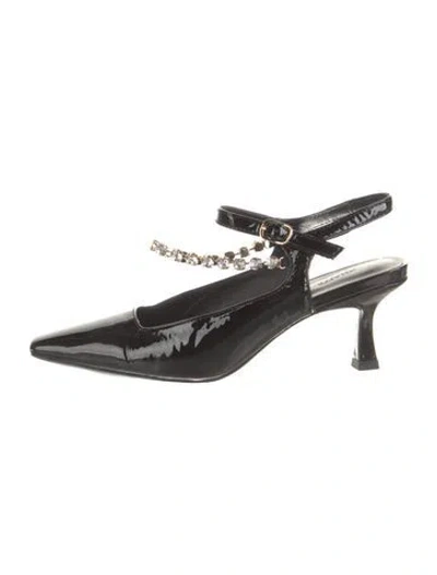 Pre-owned Khaite Patent Leather Crystal Embellishments Slingback Pumps In Black