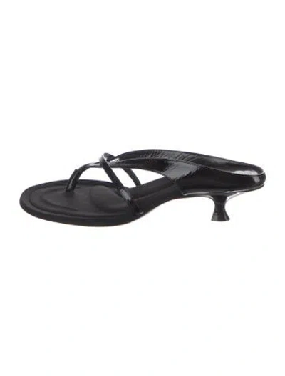Pre-owned Khaite Patent Leather Cutout Accent Slides In Black