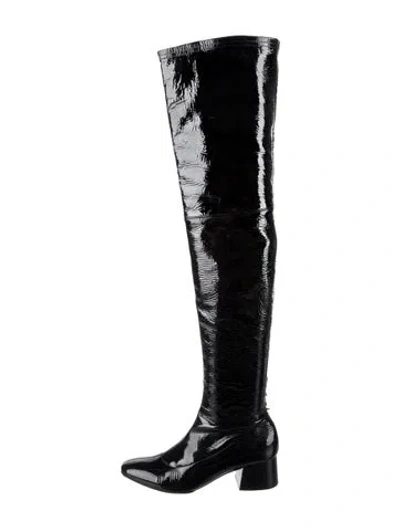 Pre-owned Khaite Patent Leather Lace-up Boots In Black