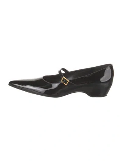 Pre-owned Khaite Patent Leather Mary Jane Flats In Black