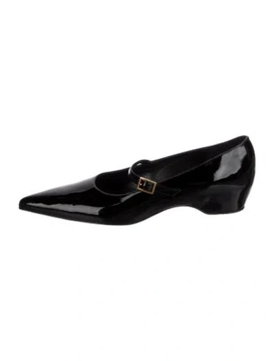 Pre-owned Khaite Patent Leather Mary Jane Flats In Black
