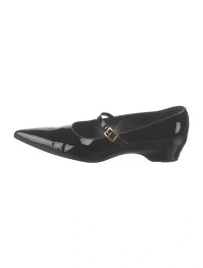 Pre-owned Khaite Patent Leather Mary Jane Flats In Black