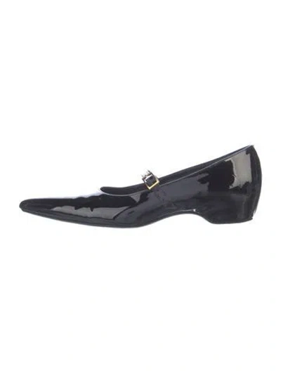 Pre-owned Khaite Patent Leather Mary Jane Flats In Blue