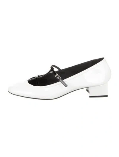 Pre-owned Khaite Patent Leather Mary Jane Flats In White