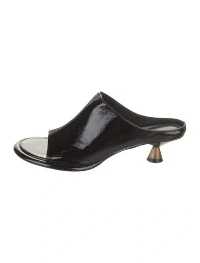 Pre-owned Khaite Patent Leather Slides In Black