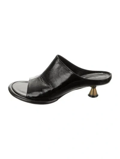 Pre-owned Khaite Patent Leather Slides In Black