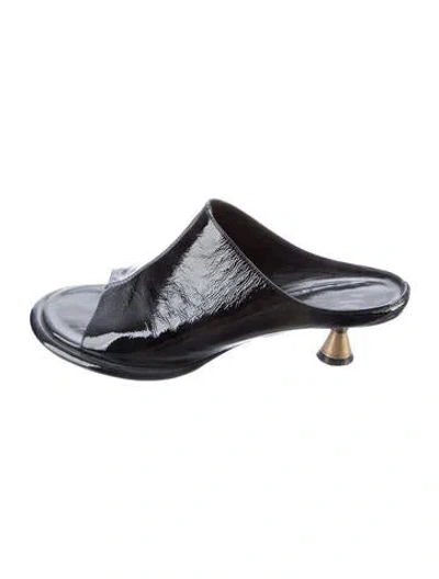 Pre-owned Khaite Patent Leather Slides In Black