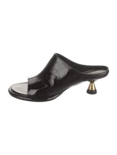 Pre-owned Khaite Patent Leather Slides In Black