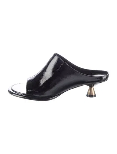 Pre-owned Khaite Patent Leather Slides In Black
