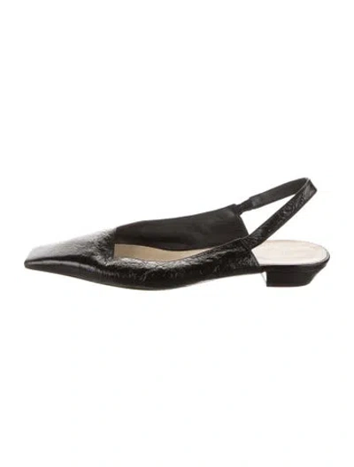 Pre-owned Khaite Patent Leather Slingback Flats In Black