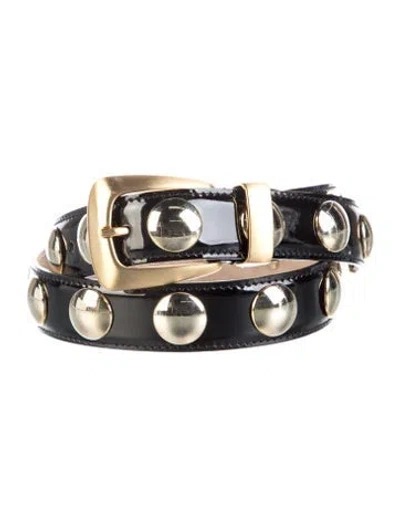 Pre-owned Khaite Patent Leather Studded Accents Belt In Black