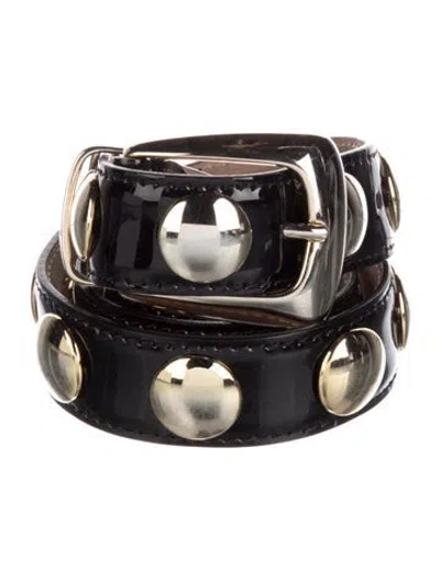 Pre-owned Khaite Patent Leather Studded Accents Belt In Black