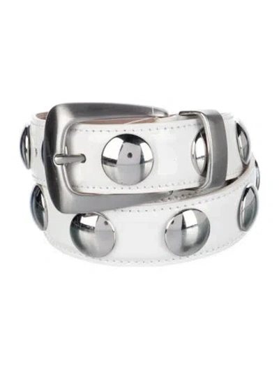 Pre-owned Khaite Patent Leather Studded Accents Belt In White