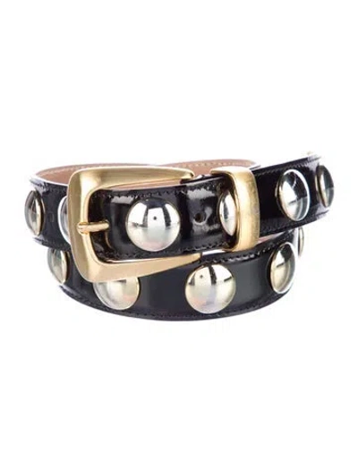 Pre-owned Khaite Patent Leather Studded Accents Waist Belt In Black