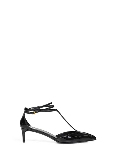 Khaite Patent Leather T-strap Heel In Black