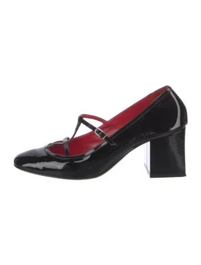 Pre-owned Khaite Patent Leather T-strap Pumps In Black