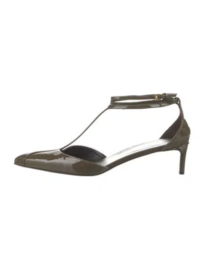Pre-owned Khaite Patent Leather T-strap Pumps In Green