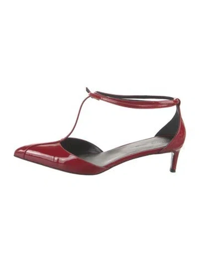 Pre-owned Khaite Patent Leather T-strap Pumps In Red
