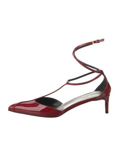 Pre-owned Khaite Patent Leather T-strap Pumps In Red